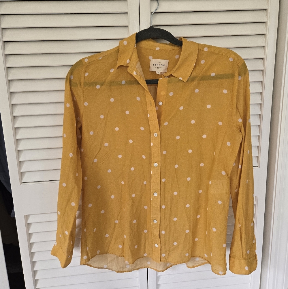 Sezane Chemise Ann In Yellow Polka Dot